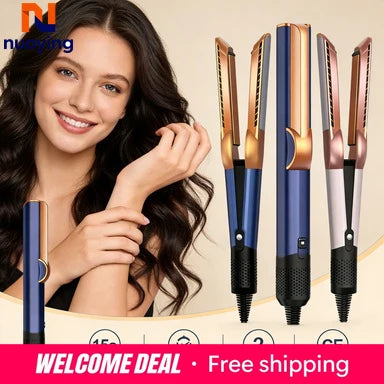 High Efficiency 2 IN 1 Hair Dryer Straightener Negative Ion Flat Iron for Wet Dry Hair Long Lasting Hairstyles