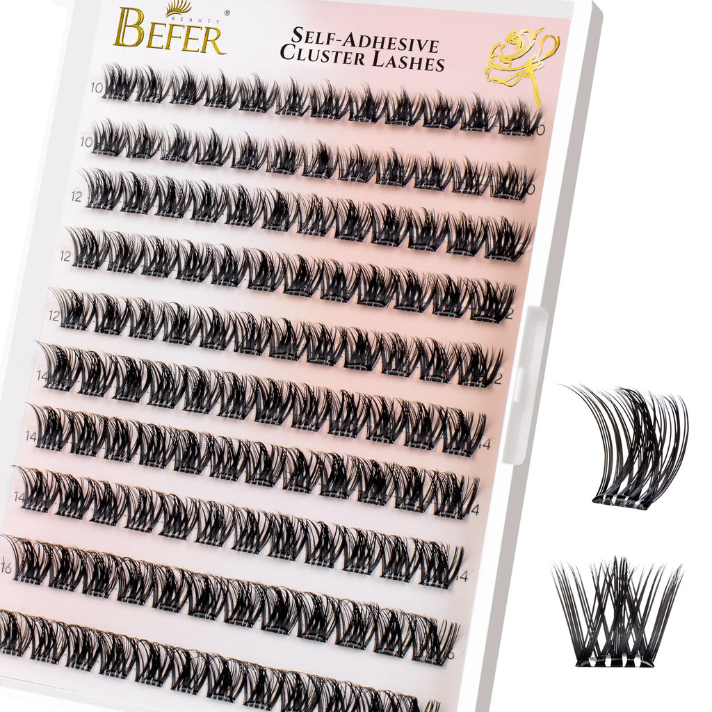 Befer Self-Adhesive Lash Clusters Clear Pre-Glued Eyelashes Cluster 150pcs Manga Natural Makeup Fluffy False Eyelashes Supplier