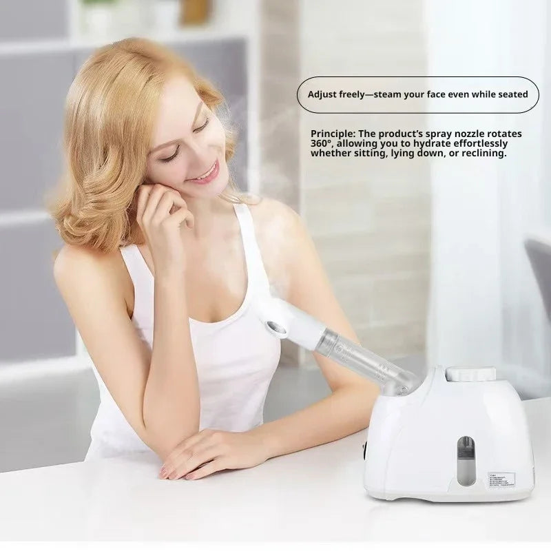 360° Rotatable Hot Mist Facial Steamer Multi-functional Home Spa Beauty Instrument Deep Hydration Skin Care Face Vaporizer