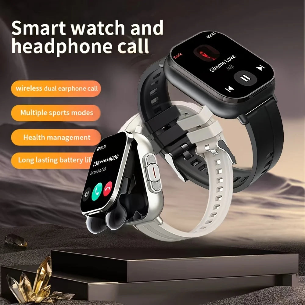 2-In-1 Smart Watch with Earbuds, HD Displa Compatible with Android And Iphone