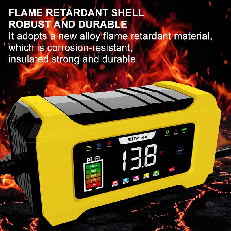 Universal 6A 12V Fully Automatic Motorcycle Car Battery Pulse Charger Repair Type Lead Acid Battery Fast Charging Car Motorcycle
