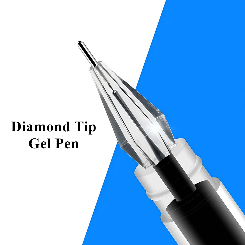 6/12 pcs Diamond Tip Gel Pens Set 0.38mm