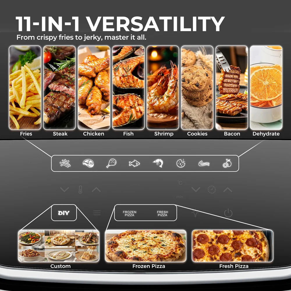 4.2L Digital Air Fryer 12-inch Pizza Maker 40-230℃ with Large Capacity & Visible Window