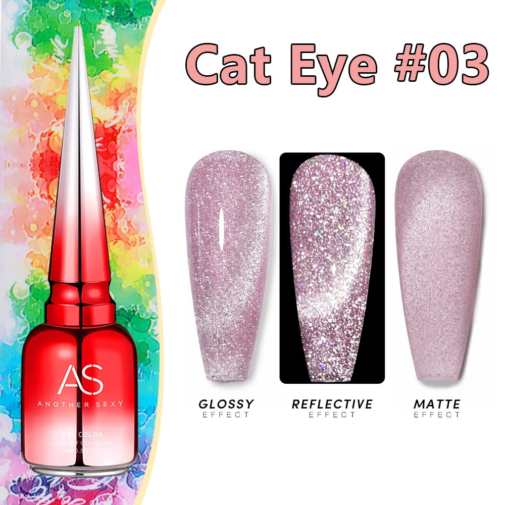 AS 15ml Cat Magnetic Gel Nail Polish Cat Eye Glitter