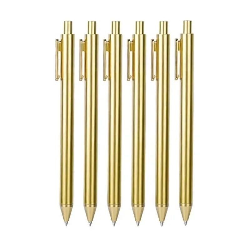Gold Slim Ballpoint Pens Bulk Retractable Black Ink 1 mm