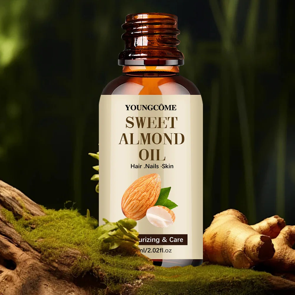 Sweet Almond Oil, Cold Pressed Pure Nourishing Moisturizing for Hair Skin