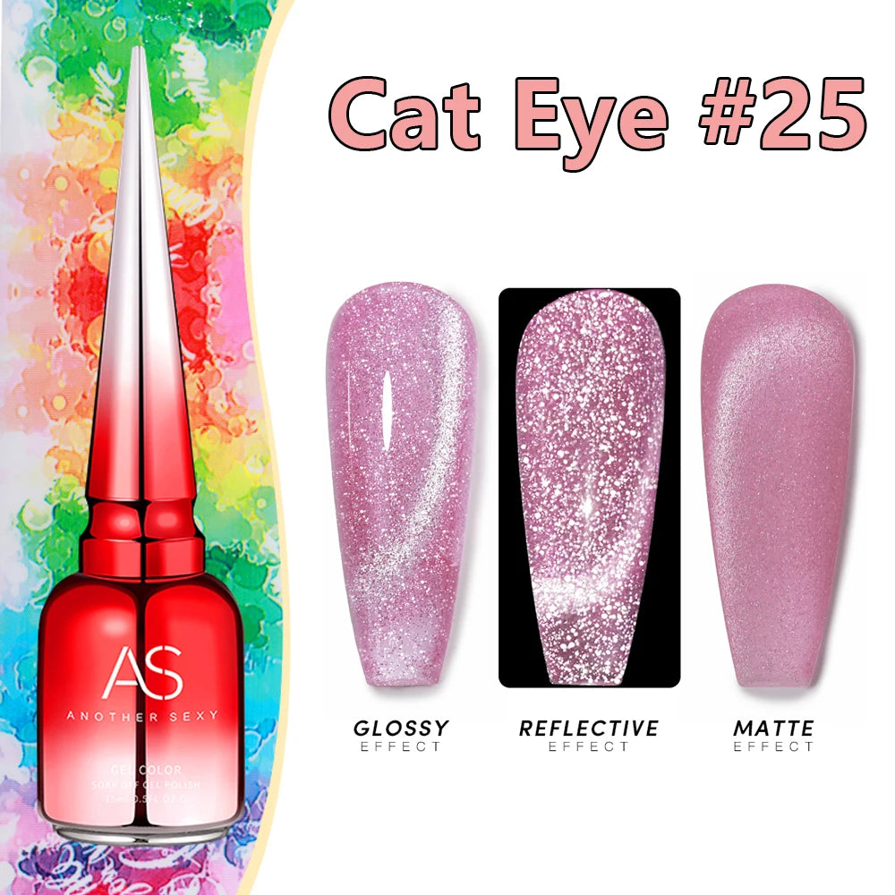 AS 15ml Cat Magnetic Gel Nail Polish Cat Eye Glitter