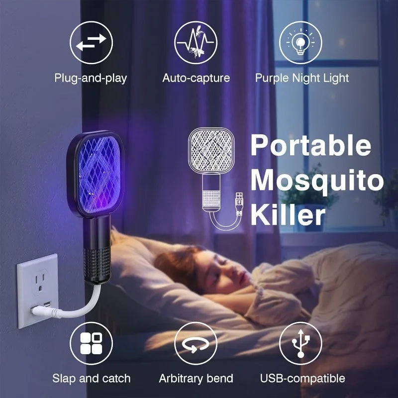 USB Mosquito Swatter Trap Electric Shock Mini Fly Bug Zapper