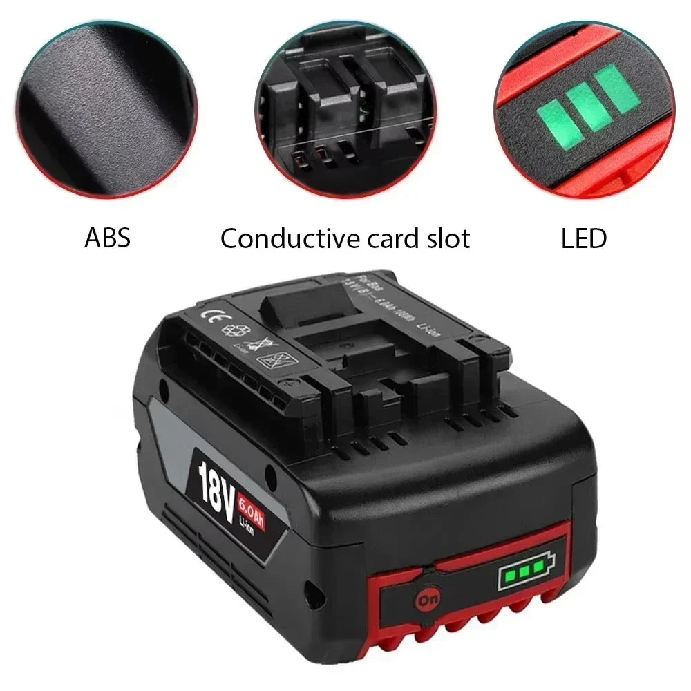 Original NEW For BOSCH 18V BATTERY GBA 18V 8.0Ah 18V Professional GBA GSR GSB BAT609G BAT622 BAT618G w/Fuel Guage