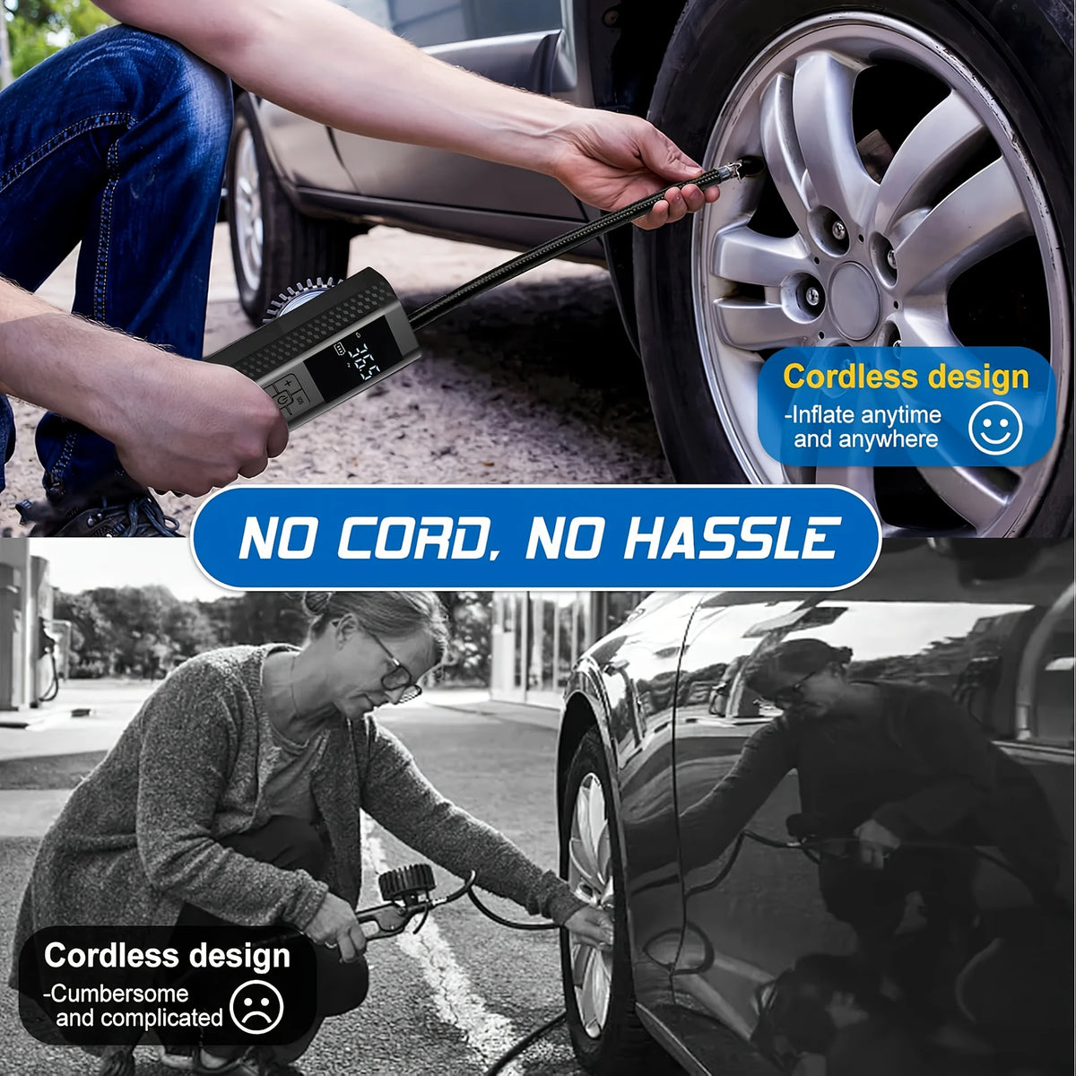 Wireless Car Air Pump 150PSI Electric Tire Inflator Portable