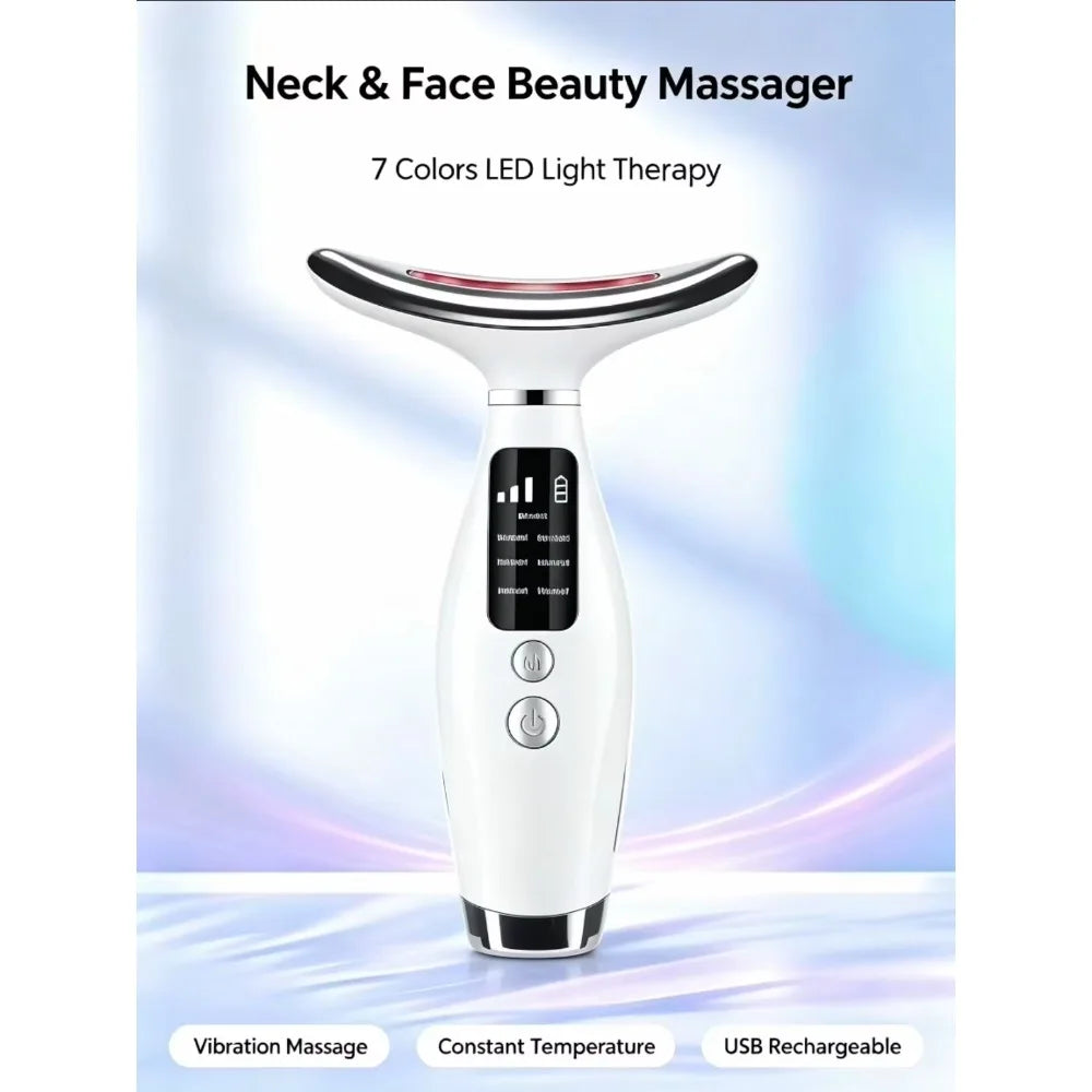 LED Face Neck Massager 7 Colors Light Therapy Skin Tightening