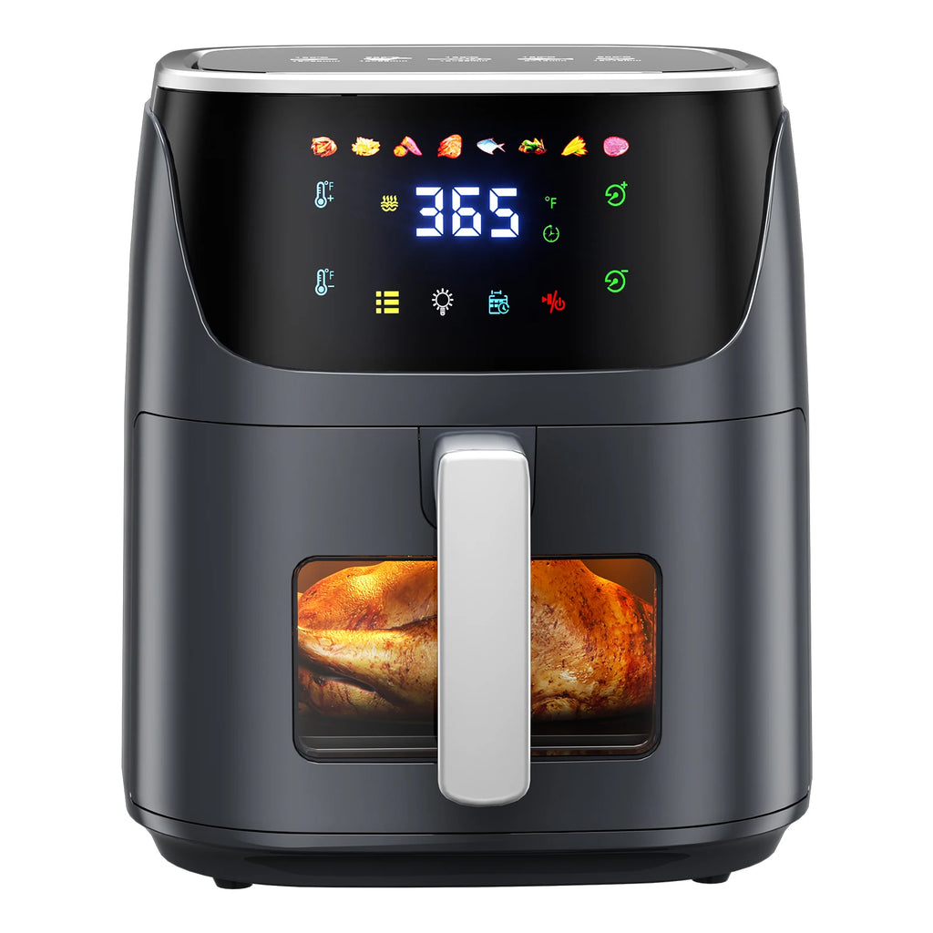 Oil-Free Air Fryer 7L 1500W Max 200 ° C Airfryer Oven with Viewing Window Led Touch Screen 8 Preset Functions + Keep Warm