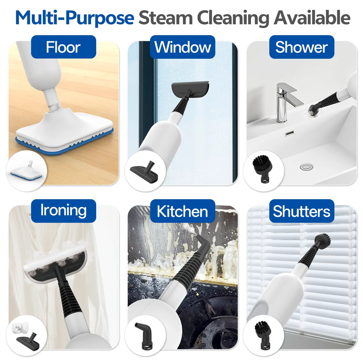 Vastorm Steam Mop Powerful 6 in 1 Handheld Scrubbing Steam Vacmop Detachable