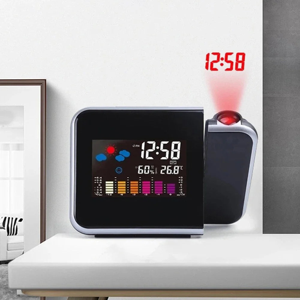 Digital Projection Electronic Clock Color Display Alarm