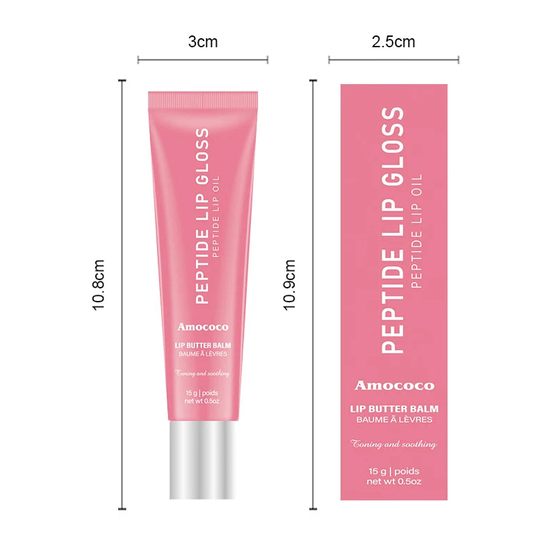 Amococo 2pcs Plumping Peptide Lip Oil 6 Colors Tinted