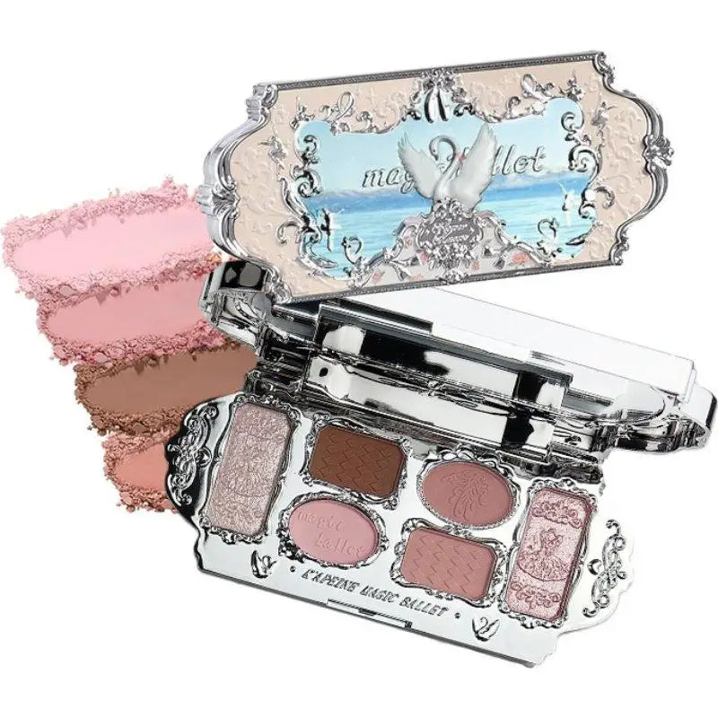 Magic Ballet Eyeshadow Palette Swan Ballet Eyeshadow Palette Matte Fine Shimmer Pearl Face Palette Glitter Eye Shadow