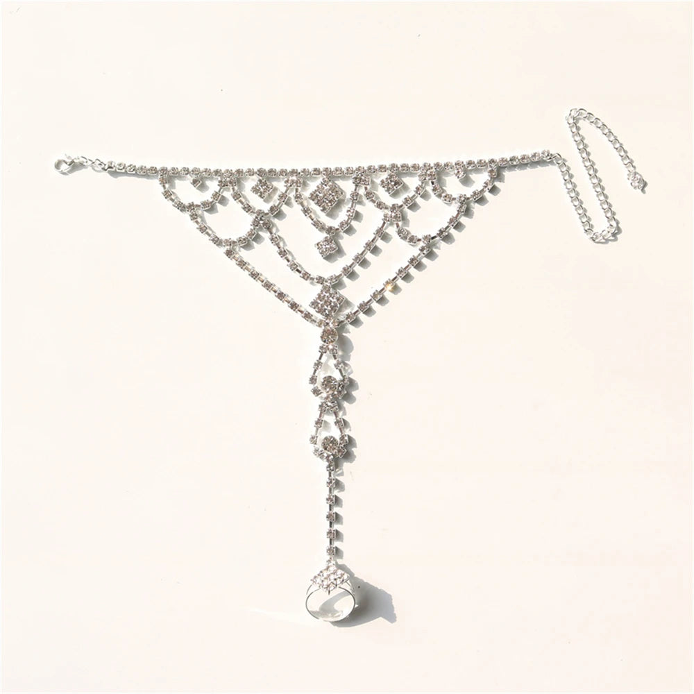1ps Fashionable Shiny Finger Chain Jewelry Romantic Beach Party Minimalist Foot Chain Foot Accessories