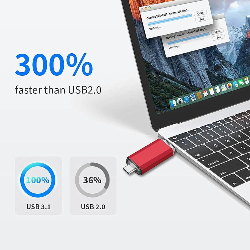 512GB OTG USB Flash Drive USB 3.0 Type C For iPhone ipad 128GB 256GB Pendrive Samsung Huawei Xiaomi Android Laptop Memory Stick