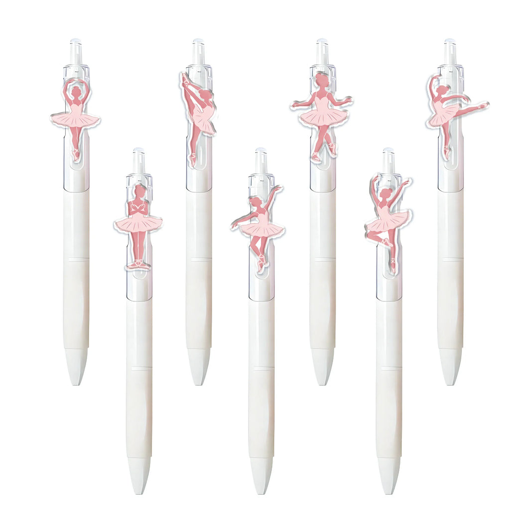 7pcs Elegant Ballet Theme Press Ballpoint Pen Pink Dancer