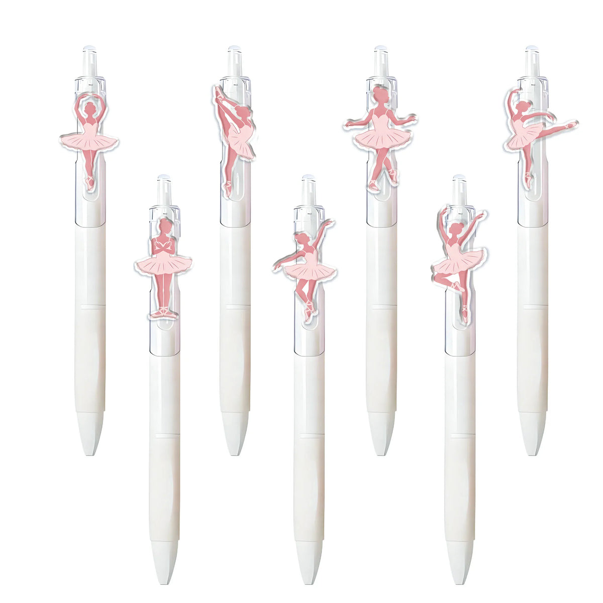 7pcs Elegant Ballet Theme Press Ballpoint Pen Pink Dancer