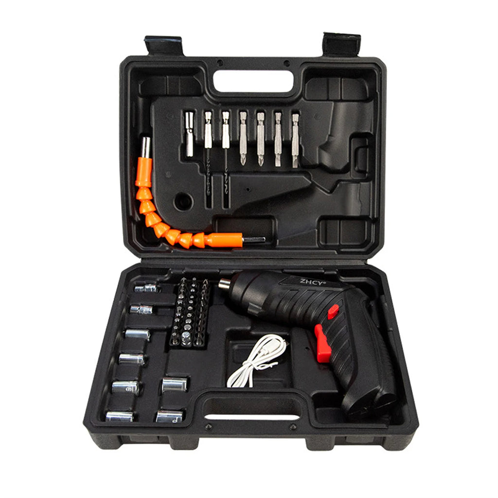 47Pcs 4.2V Rechargeable Cordless Electric Screwdriver Mini Drill Set With Lithium Battery For Household Maintenance Power Tools