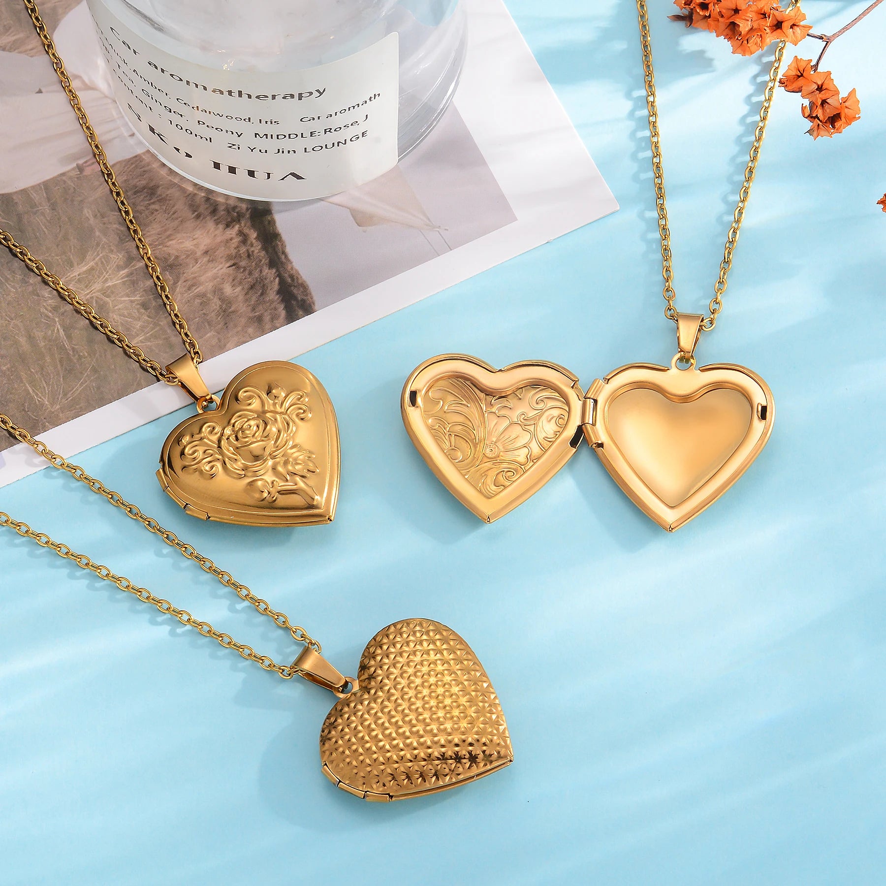 Fashion Stainless Steel Love Heart Locket Pendants Can Place Photos Necklace For Friend Family Customized Jewelry Gifts