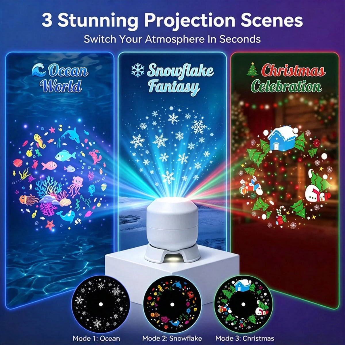 Halloween Projector Led Night Lights USB Dynamic Rotating