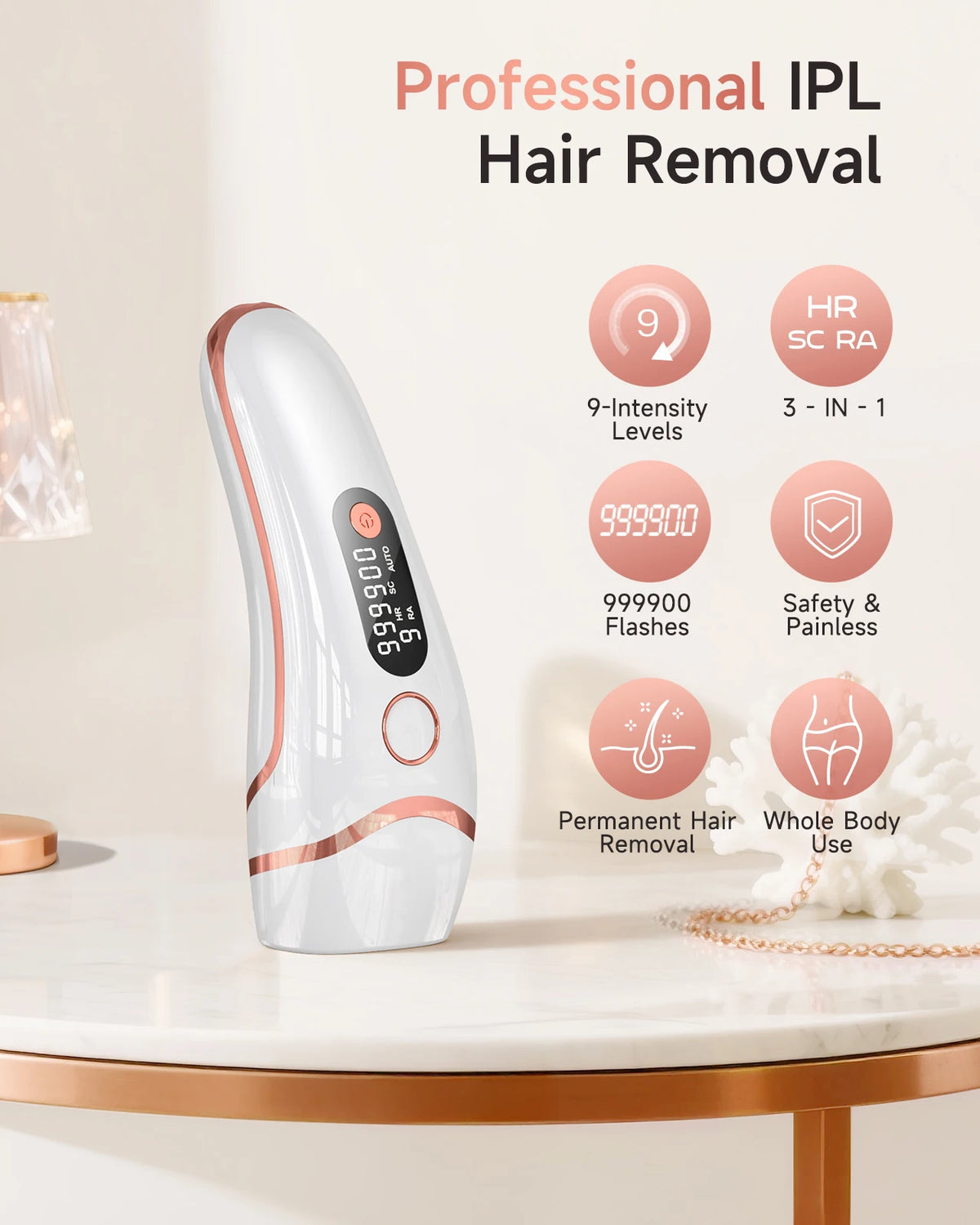 Unlimited Flashes IPL Hair Removal 9 Energy Levels Epiladora