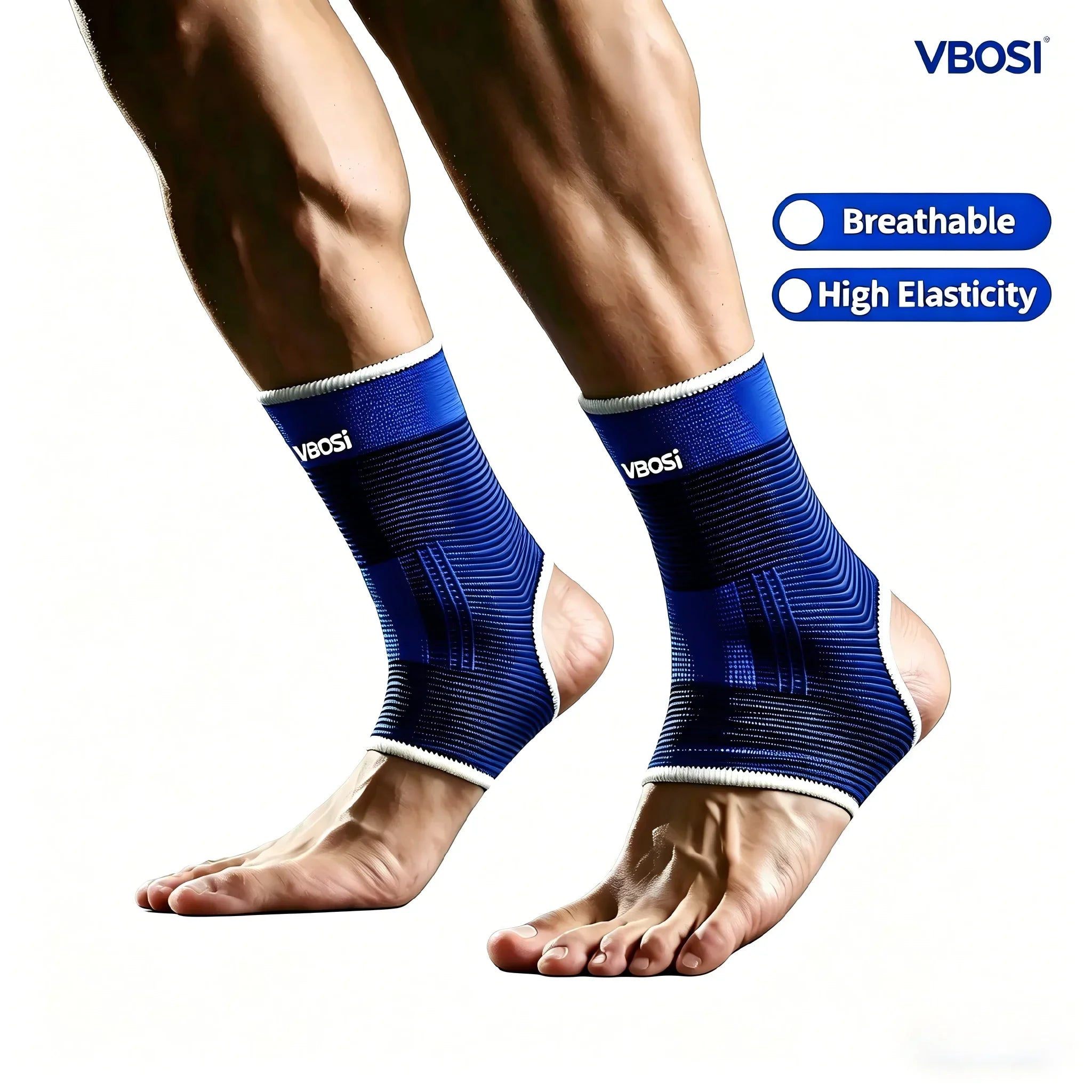 VBOSI Breathable High Elasticity Ankle Support Brace Compression Sleeve for Sports Basketball Running Gym Injury Protection