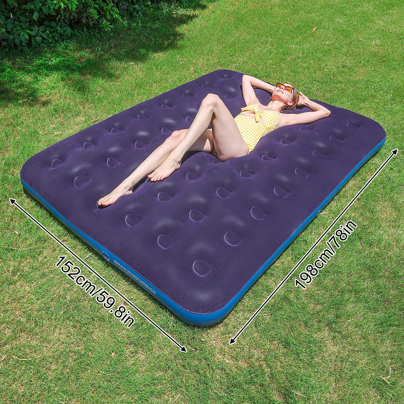 Twin Size Air Mattress Inflatable Bed, Blow Up Mattress Camping Sleeping Pad ， Standard Downy Air Mattress，300lb Weight Capacity