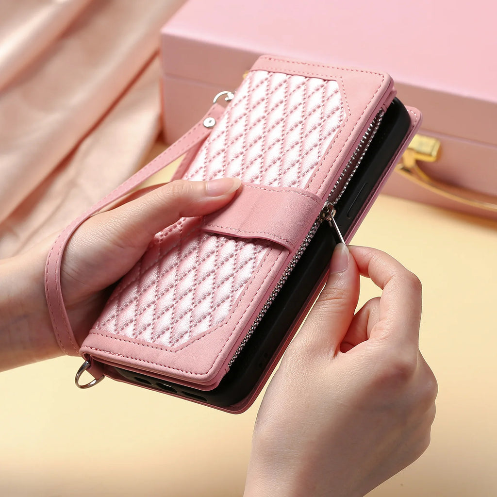 Crossbody Zipper Wallet Case for OnePlus 12 11 11R Leather