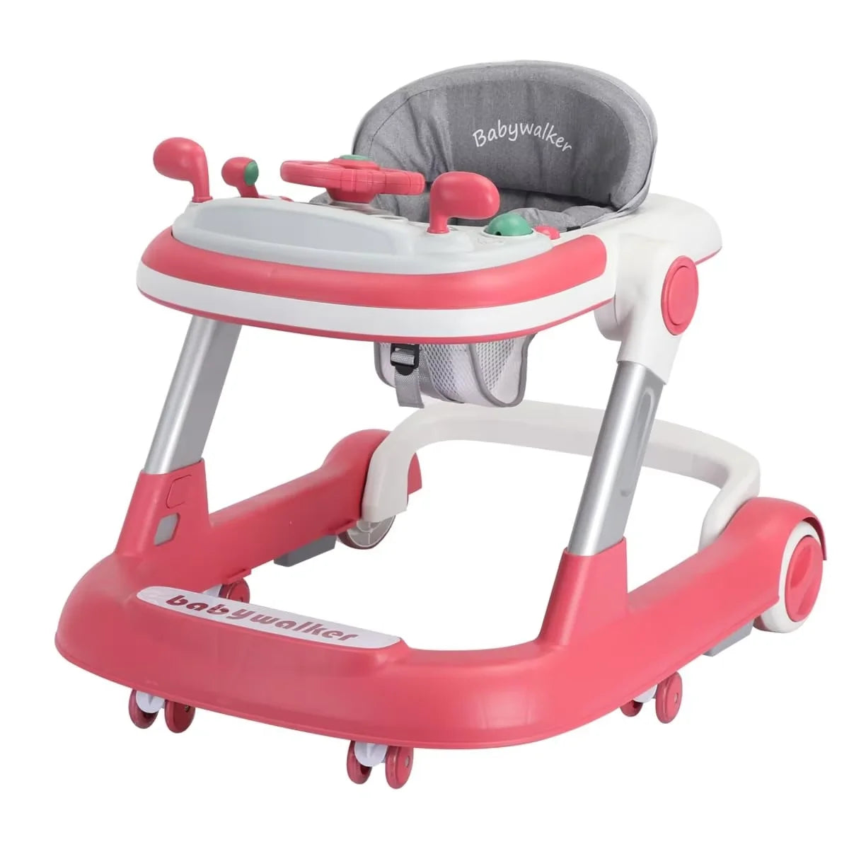 2 in 1 Baby Walker, Toddler Baby Push Walker with Removable Feeding Tray and Music Tray(Without Battery), Activity Walker