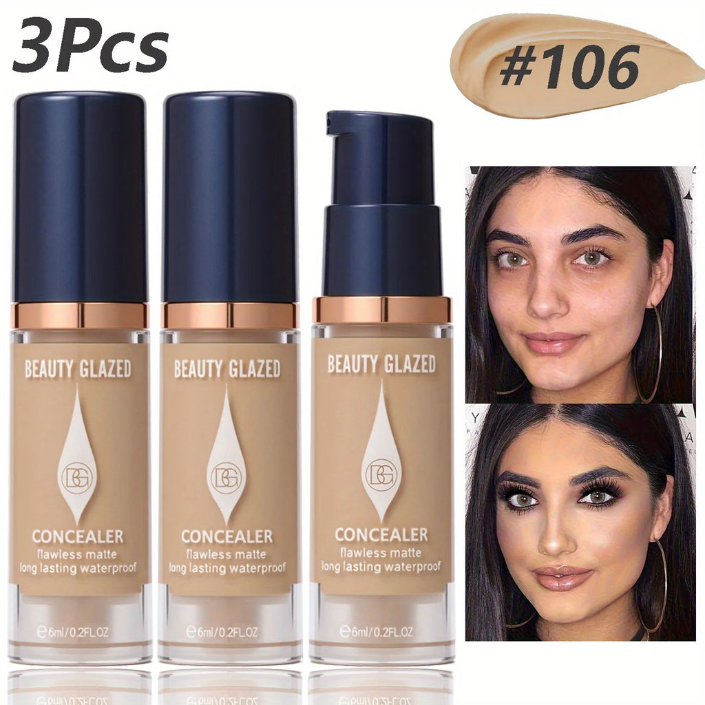 3Pcs/Set Full Coverage Concealer Foundation Long Lasting Waterproof