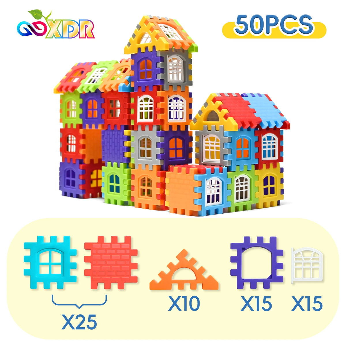 Children Building Houses Building Block Simulation Window Design Colored