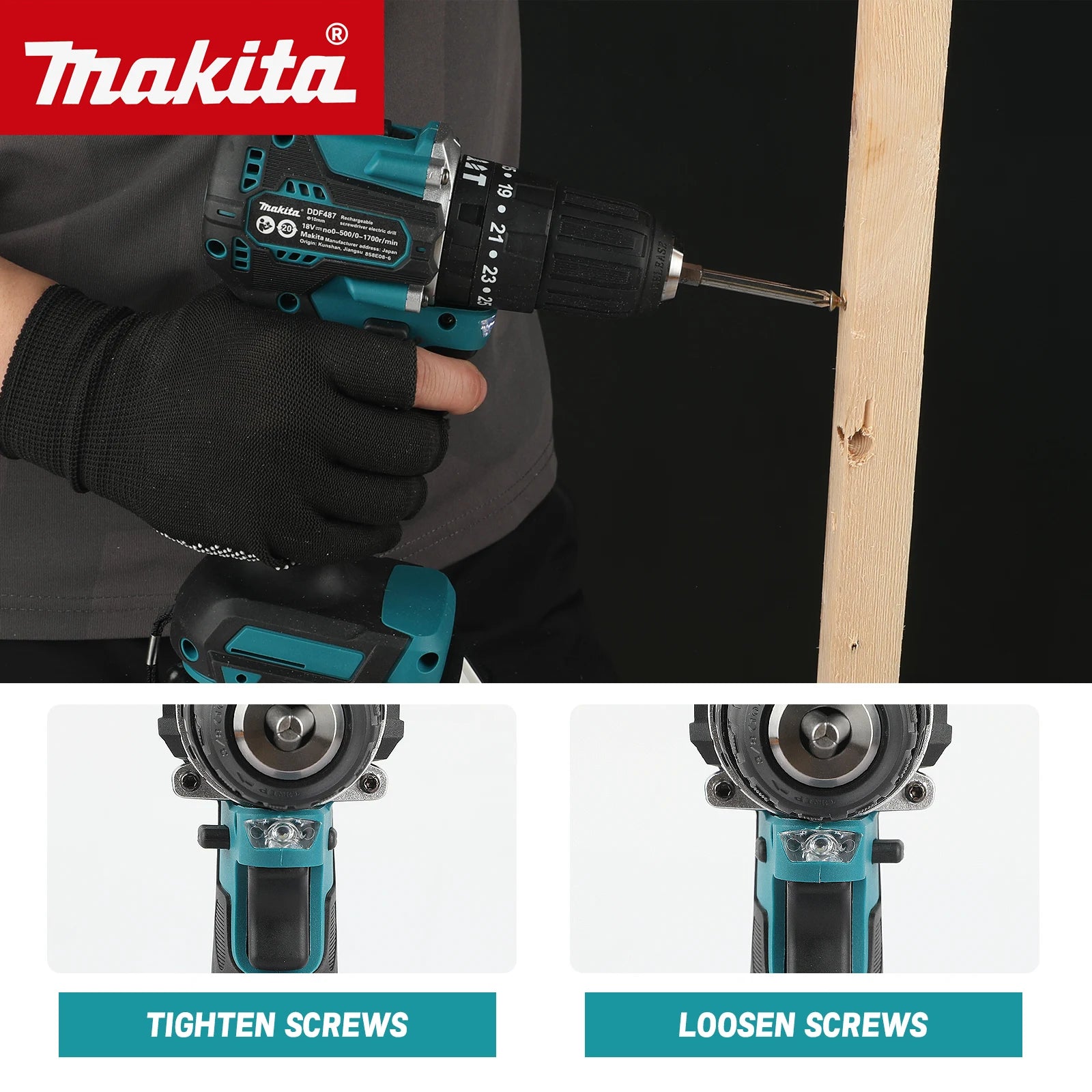NEW 2026 Makita DDF487 18V Portable Drill,Brushless Motor,40Nm Torque,3 Working Modes,Perfect For Home Renovation