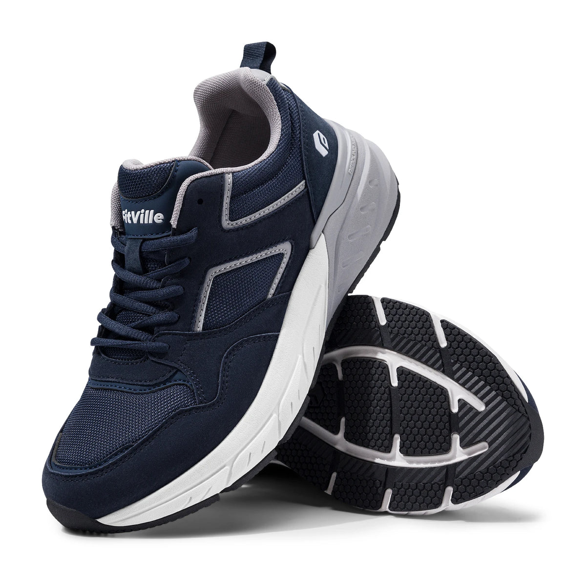 FitVille Newest Walking Shoes for Men Wide Width Sneakers with Arch Support for Flat Feet