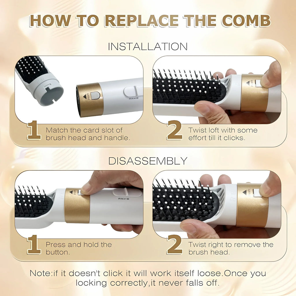 LUXLOCK 5-In-1 Hair Dryer Curling Iron Hot Air Comb Dyso