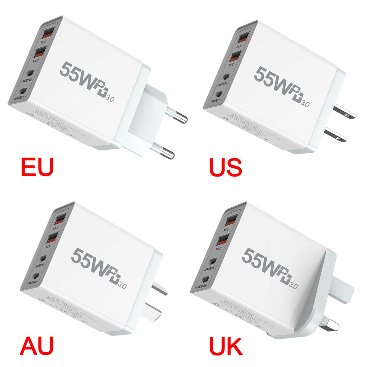 Fast Charge Mobile Phone Adapter For iPhone Xiaomi Huawei Quick Charger Wall Charger 4 Ports
