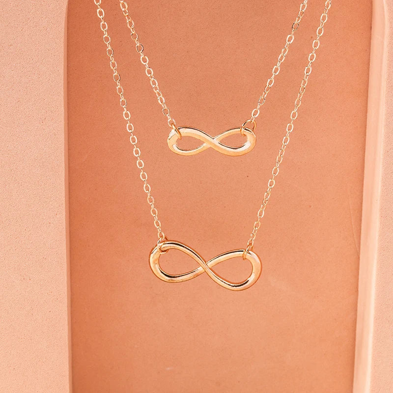 Aihua Fashion Infinity Pendant Necklace for Women Gold Silver Color Chains Infinity Symbol Party Collares Jewelry on the Neck