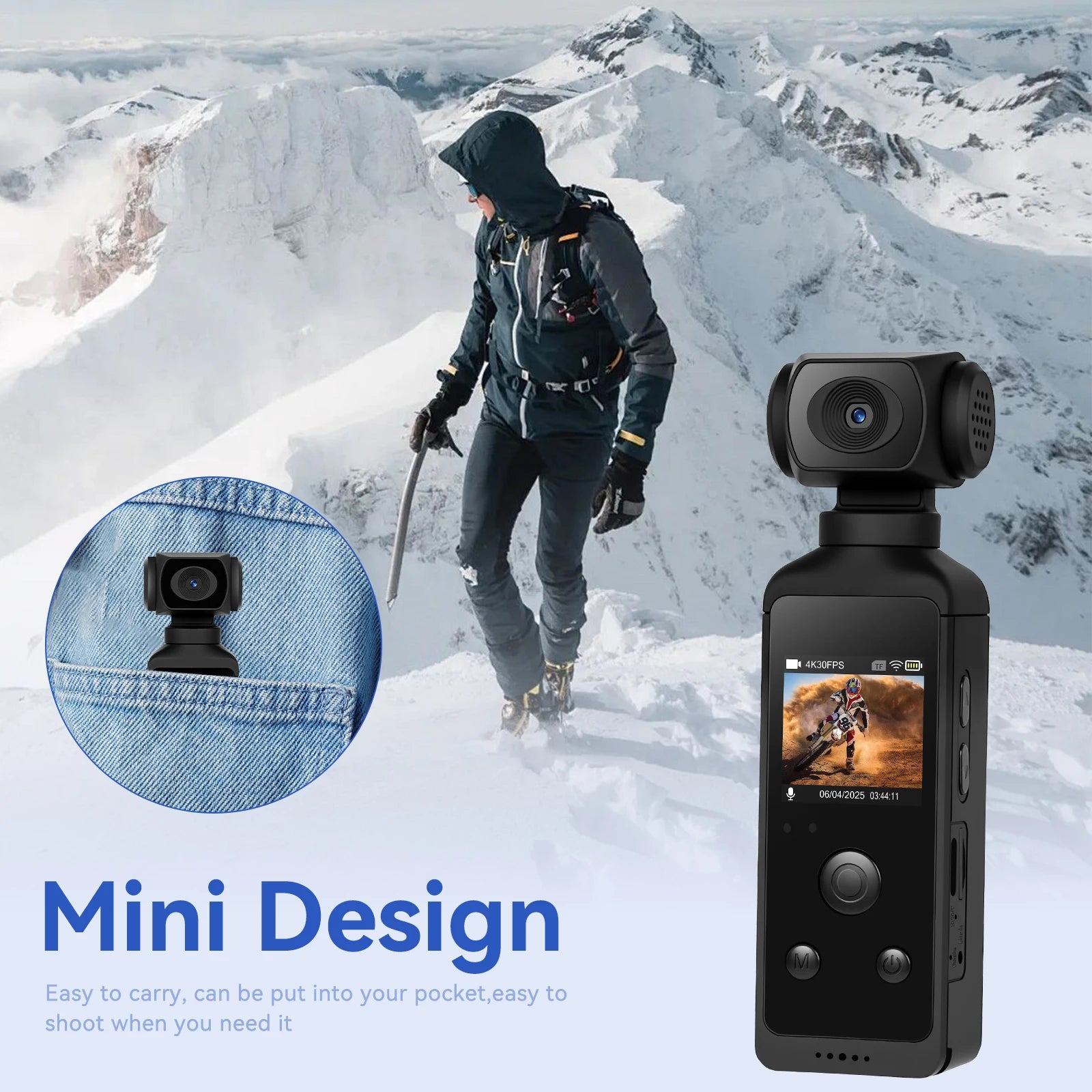 1.3" 4K HD Mini Handheld Camera Night Vision WiFi Digital Portable