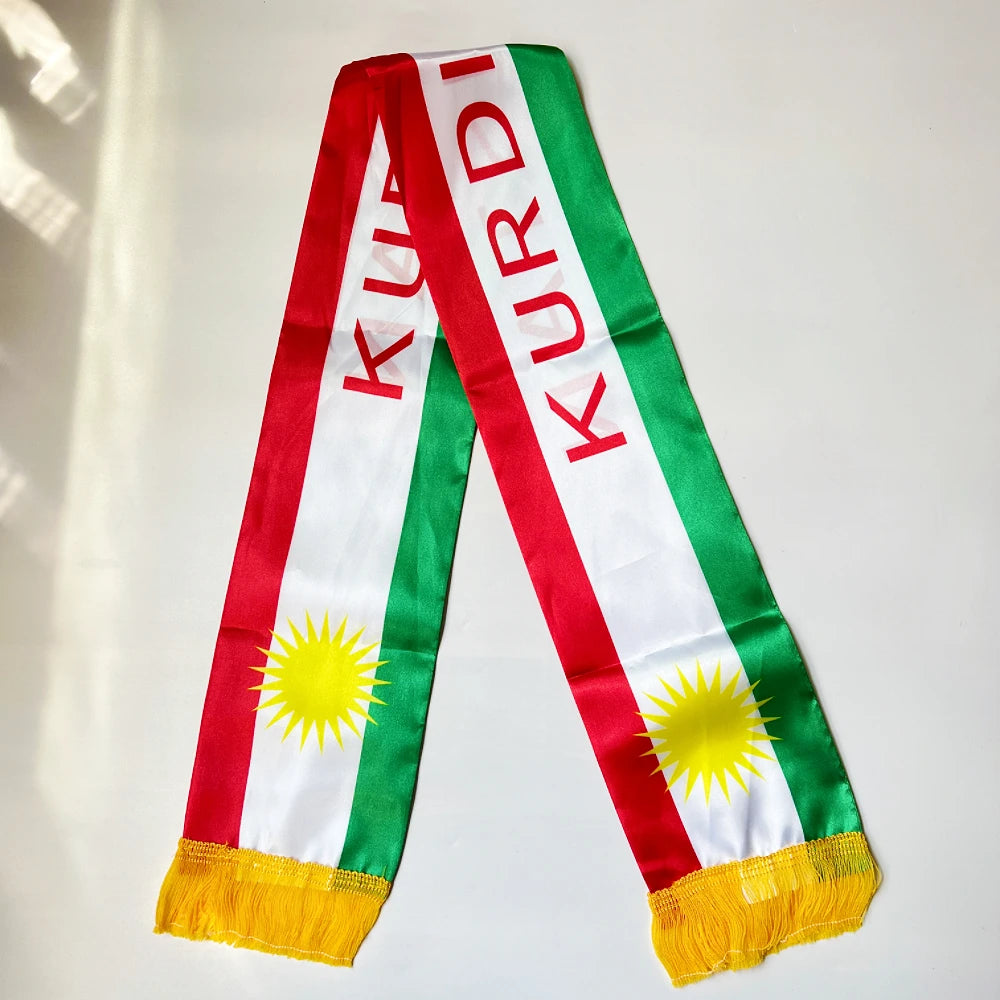 2026 USA MexicoNetherlands scarf flag  14x135cmDouble-sided Printed Satin Iraq  Haiti France scarf flag