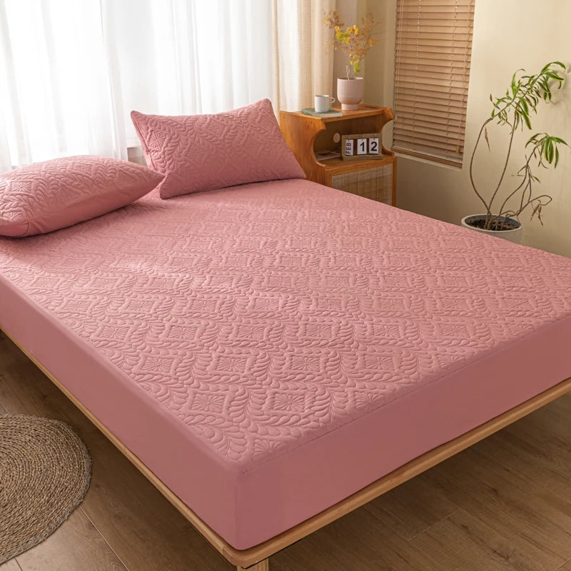 Waterproof Quilted Mattress Cover - Cotton Top, Antibacterial Fiber Fill
