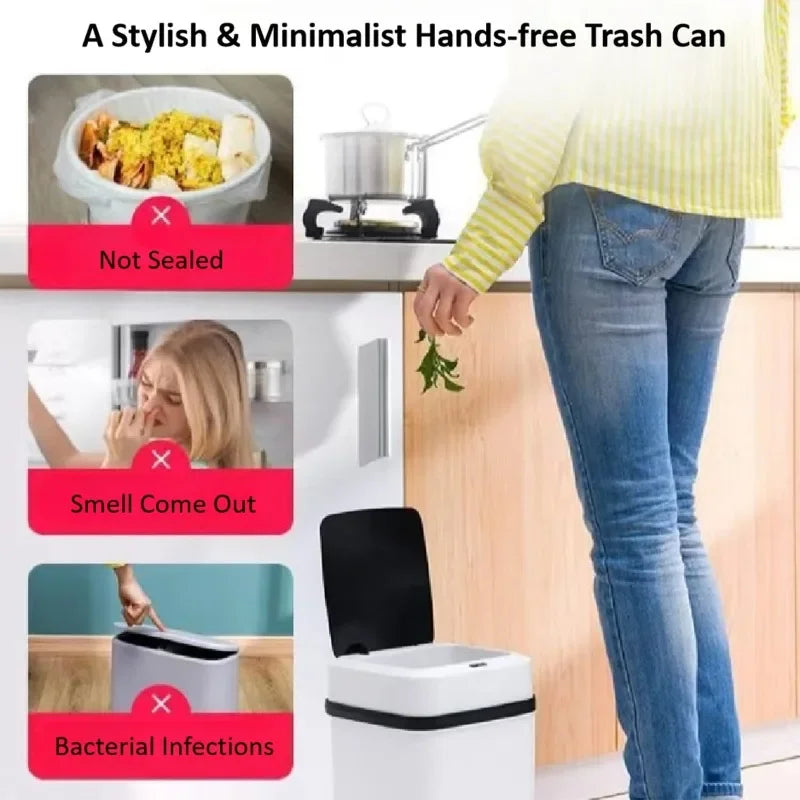 13L Smart Trash Can Automatic Sensor Dustbin Touchless Trash Can Electric Waste Bin for Home Kitchen Bathroom Recycling Trash