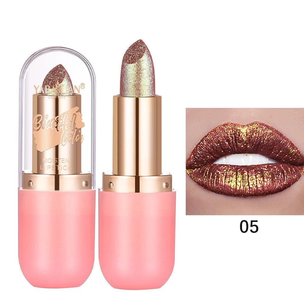 Metallic Violet Chameleon Lipstick Color Changing Matte Glitter Diamond Waterproof