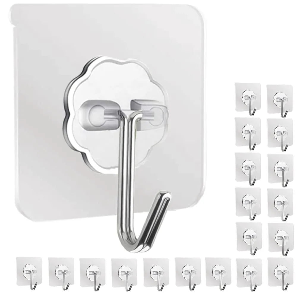 Waterproof and Oilproof Wall Hooks, Sticky Hooks for Kitchen Bathroom Shower Door Outdoor Wall Hanging Door Self-adhesive