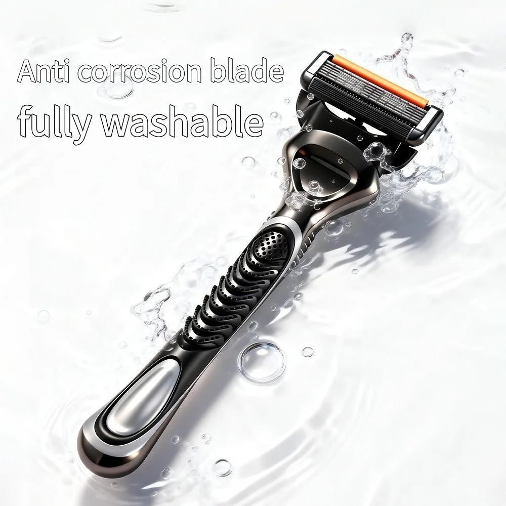 High Quality Men's Manual Safety Shaver with Handle Offered, 4 German 5 Layer Stainless Steel Shaver Blades