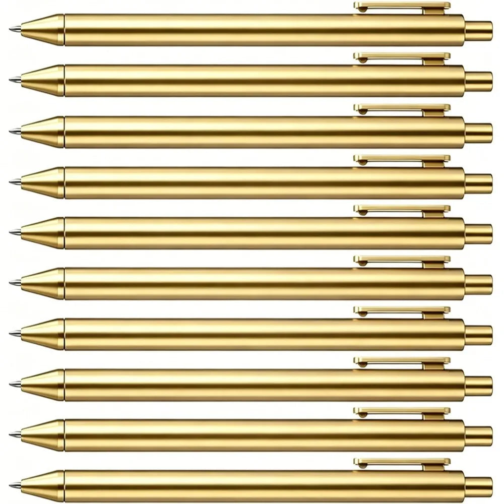 Gold Slim Ballpoint Pens Bulk Retractable Black Ink 1 mm