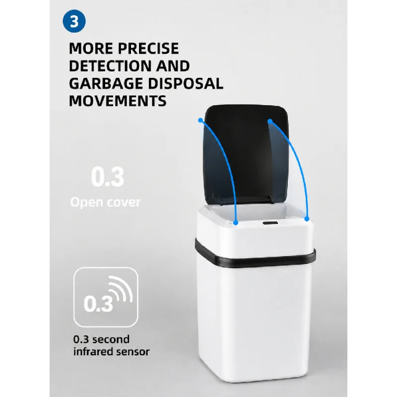 13L Smart Motion Sensor Trash Can Touchless Automatic Waterproof Waste Bin for Kitchen Bathroom Living Room