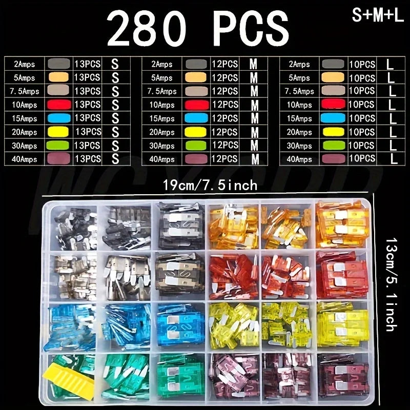 50-306 pcs car fuse combination kit, mini small medium, fuse blade type for marine, automotive,2A 3A 5A 10A 15A 20A 25A 30A 35A