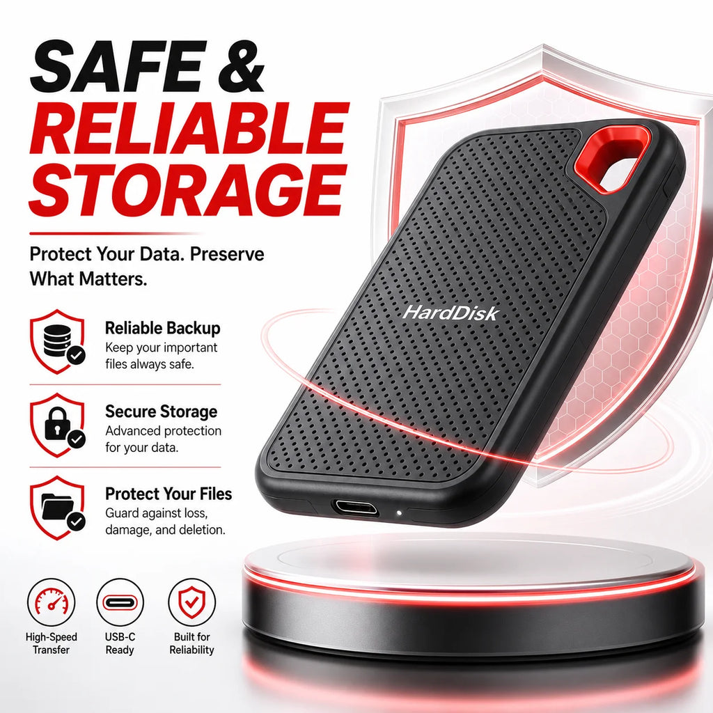 2TB External Hard Drive Portable SSD USB-C Fast & Compact  Data Storage for Laptop Mac PC